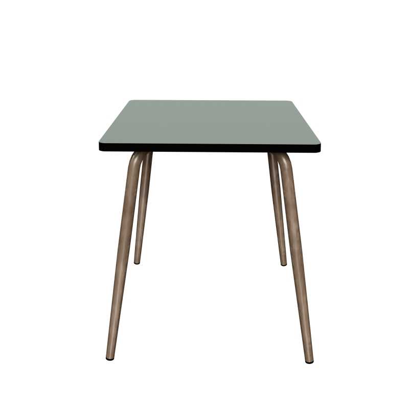 Table Retro Véra Carrée 70x70 – Stratifié uni Kaki - Pieds Bruts