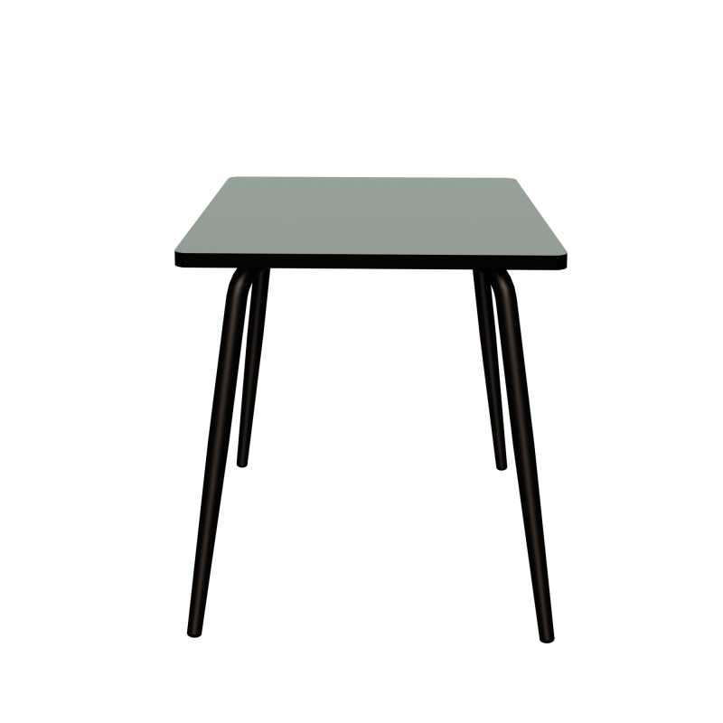 Table Retro Véra Carrée 70x70 – Stratifié uni Kaki - Pieds Noirs