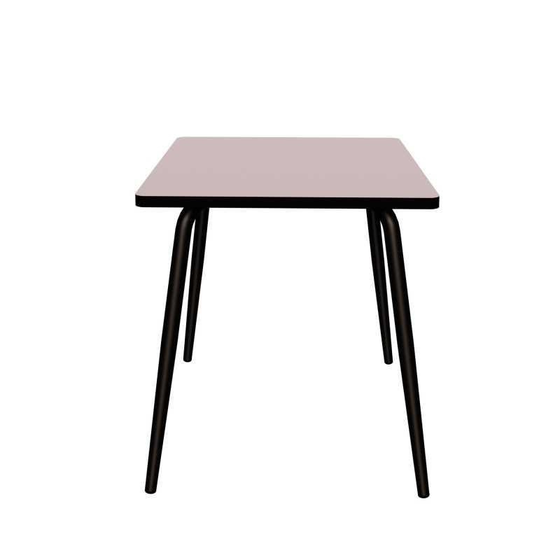 Table Retro Véra Carrée 70x70 – Stratifié uni Rose Poudré - Pieds Noirs