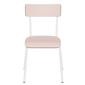 Chaise d’écolier Adulte Suzie Stratifié Dossier & Assise uni Rose Poudré - Pieds Blancs