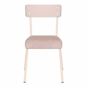 Chaise d’écolier Adulte Suzie bi-matière Dossier Rose poudré & Assise Velours côtelé Rose poudré - Pieds Rose poudré