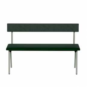 Banc Anita – Dossier Velours côtelé Kaki et Assise Velours Vert Forêt - Pieds Kaki