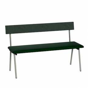Banc Anita – Dossier Velours côtelé Kaki et Assise Velours Vert Forêt - Pieds Kaki