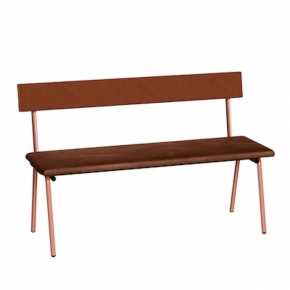Banc Anita – Dossier Velours côtelé Paprika et Assise Velours Brun - Pieds Terracotta