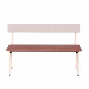 Banc Anita – Dossier Velours côtelé Rose Poudré et Assise Velours Bois de Rose - Pieds Rose Poudré