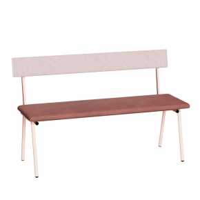 Banc Anita – Dossier Velours côtelé Rose Poudré et Assise Velours Bois de Rose - Pieds Rose Poudré