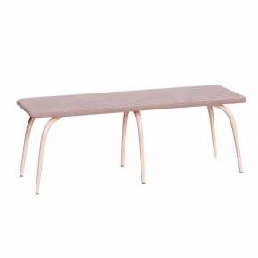 Banc Annie – Assise Uni Velours Côtelé Rose Poudré - Pieds Rose Poudré