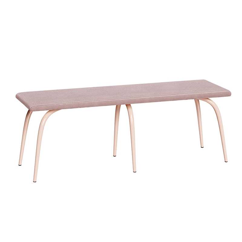 Banc Annie – Assise Uni Velours Côtelé Rose Poudré - Pieds Rose Poudré