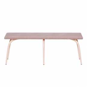 Banc Annie – Assise Uni Velours Côtelé Rose Poudré - Pieds Rose Poudré