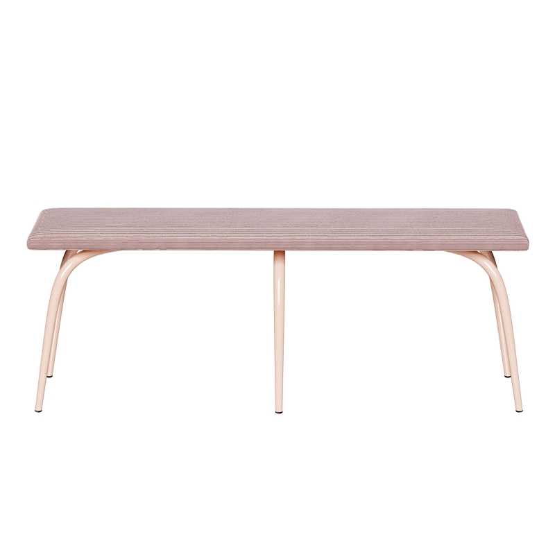 Banc Annie – Assise Uni Velours Côtelé Rose Poudré - Pieds Rose Poudré