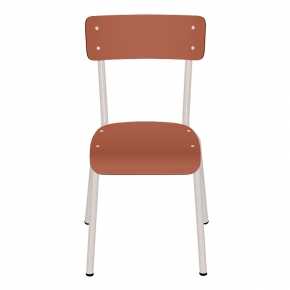 Chaise d'écolier Enfant Colette - Dossier & Assise uni Paprika - Pieds blancs