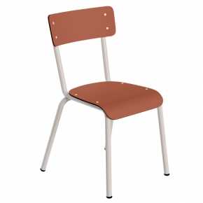 Chaise d'écolier Enfant Colette - Dossier & Assise uni Paprika - Pieds blancs