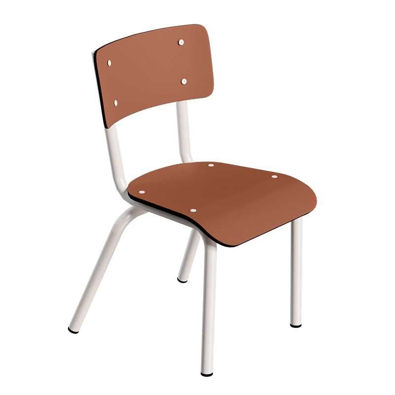 Chaise d’écolier Enfant Little Suzie – Dossier & Assise Uni Paprika - Pieds Blancs