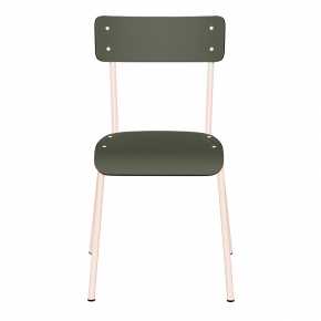 Chaise d’écolier Adulte Suzie Stratifié Dossier & Assise uni Avocado - Pieds Rose Poudré