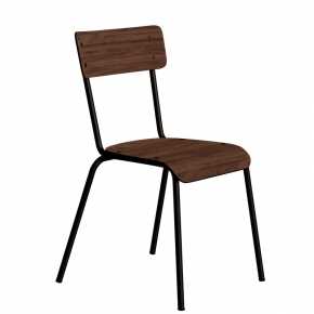 Chaise d’écolier Adulte Suzie Stratifié Dossier & Assise Bois Foncé - Pieds Noirs