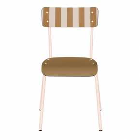 Chaise d’écolier Adulte Suzie Stratifié Dossier imprimé French Riviera & Assise uni Ocre - Pieds Rose Poudré