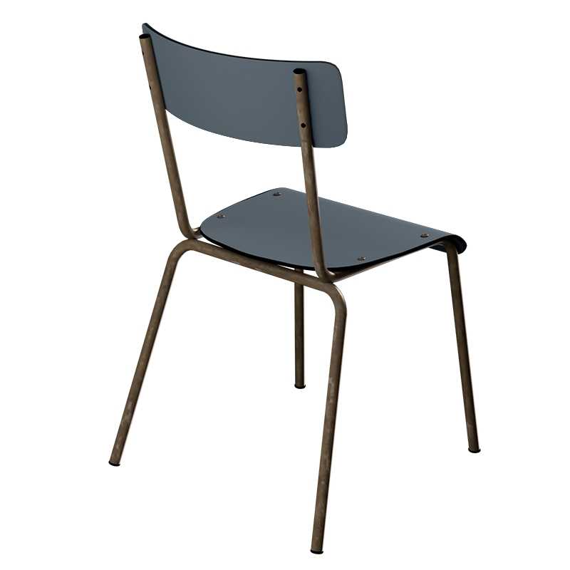 Chaise d’écolier Adulte Suzie Stratifié Dossier & Assise uni Gris Bleu - Pieds Bruts