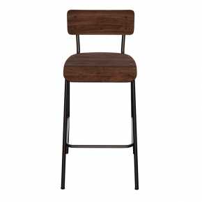 Chaise de bar Suzie 65cm – imprimé Dossier & Assise Bois Foncé - Pieds Noirs