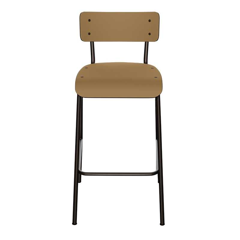 Chaise de bar Suzie 65cm – uni Dossier & Assise Ocre - Pieds Noirs
