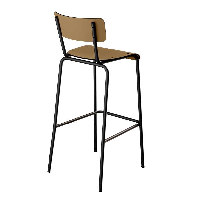 Chaise de bar Suzie 75cm – uni Dossier & Assise Ocre - Pieds Noirs