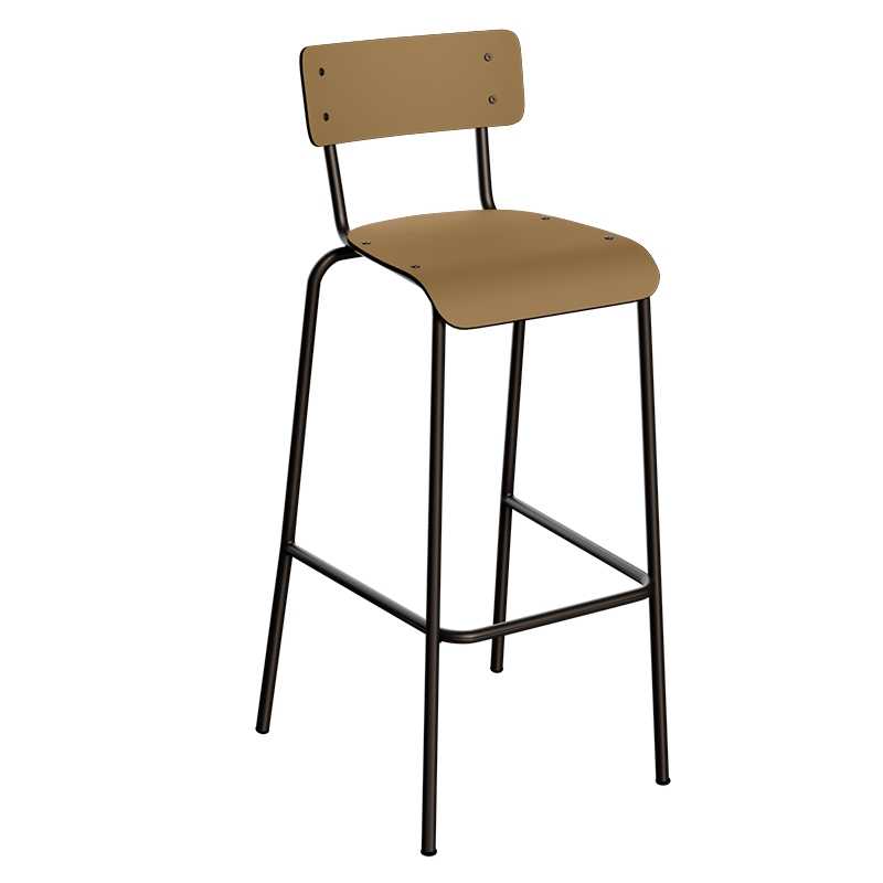 Chaise de bar Suzie 75cm – uni Dossier & Assise Ocre - Pieds Noirs