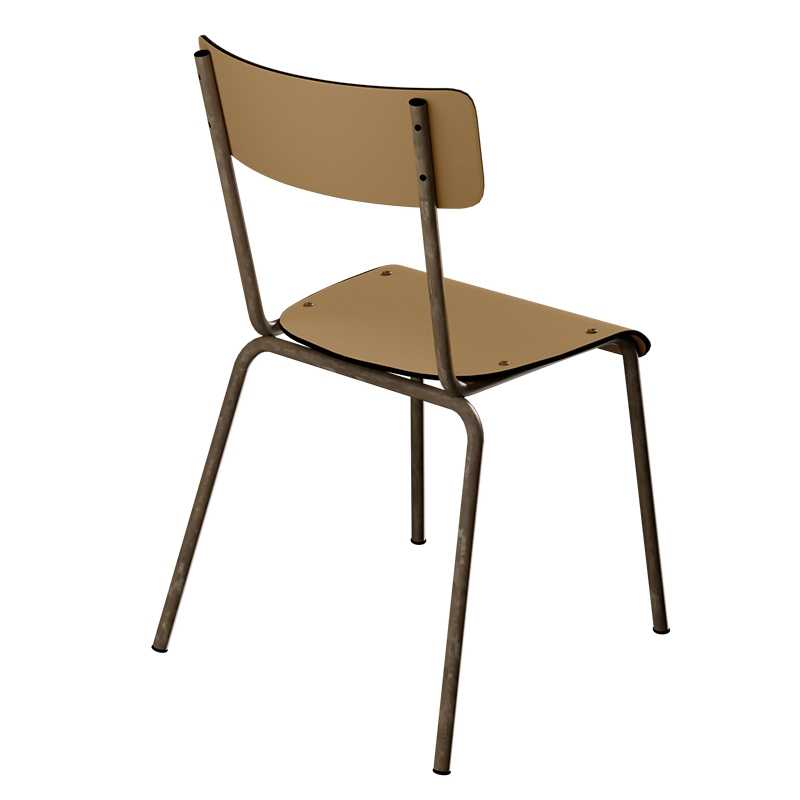Chaise d’écolier Adulte Suzie Stratifié Dossier & Assise uni Ocre - Pieds Bruts