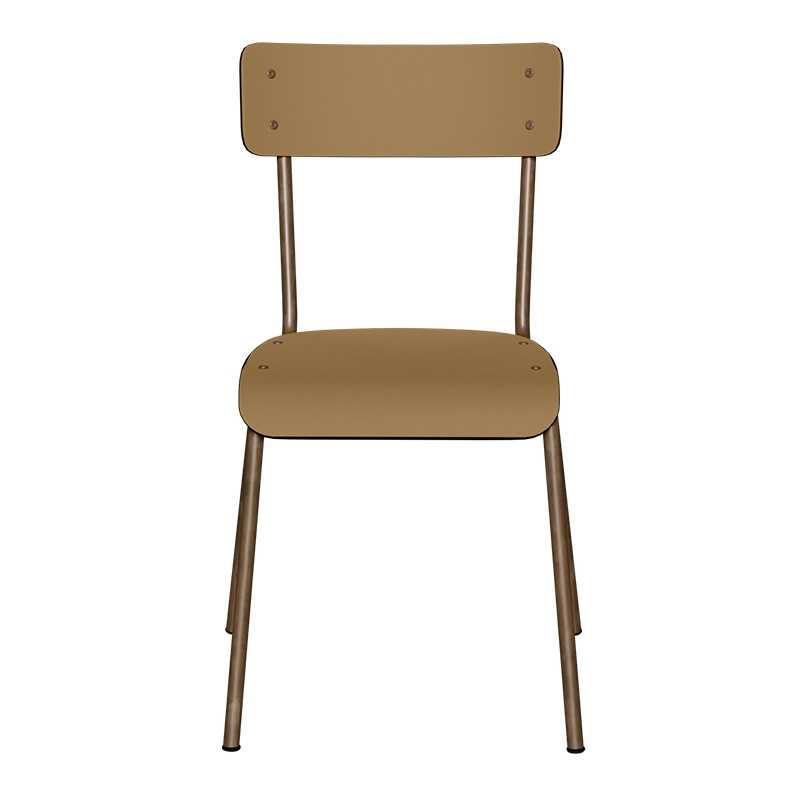 Chaise d’écolier Adulte Suzie Stratifié Dossier & Assise uni Ocre - Pieds Bruts