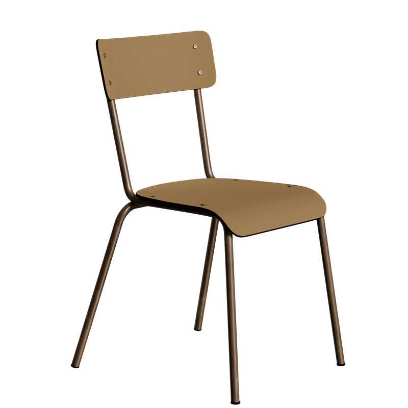 Chaise d’écolier Adulte Suzie Stratifié Dossier & Assise uni Ocre - Pieds Bruts