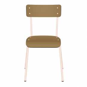 Chaise d’écolier Adulte Suzie Stratifié Dossier & Assise uni Ocre - Pieds Rose Poudré