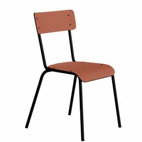 Chaise d’écolier Adulte Suzie Stratifié Dossier & Assise uni Paprika - Pieds Noirs