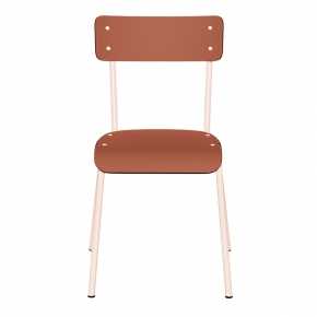 Chaise d’écolier Adulte Suzie Stratifié Dossier & Assise uni Paprika - Pieds Rose Poudré