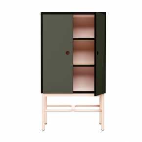Cabinet de rangement Elienor - Petit modèle - Avocado/Rose Poudré - Pieds Rose Poudré