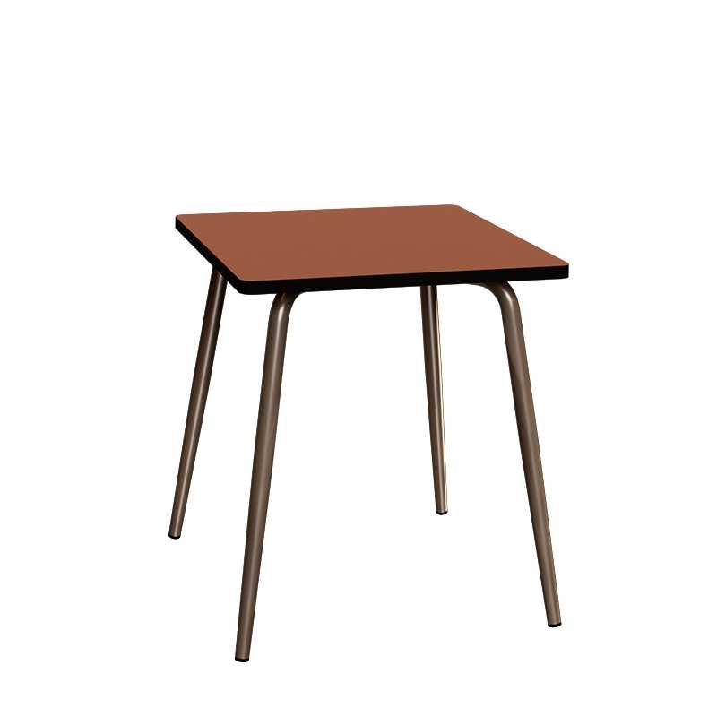Table Retro Véra Carrée 70x70 – Stratifié uni Paprika - Pieds Bruts