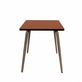 Table Retro Véra Carrée 70x70 – Stratifié uni Paprika - Pieds Bruts
