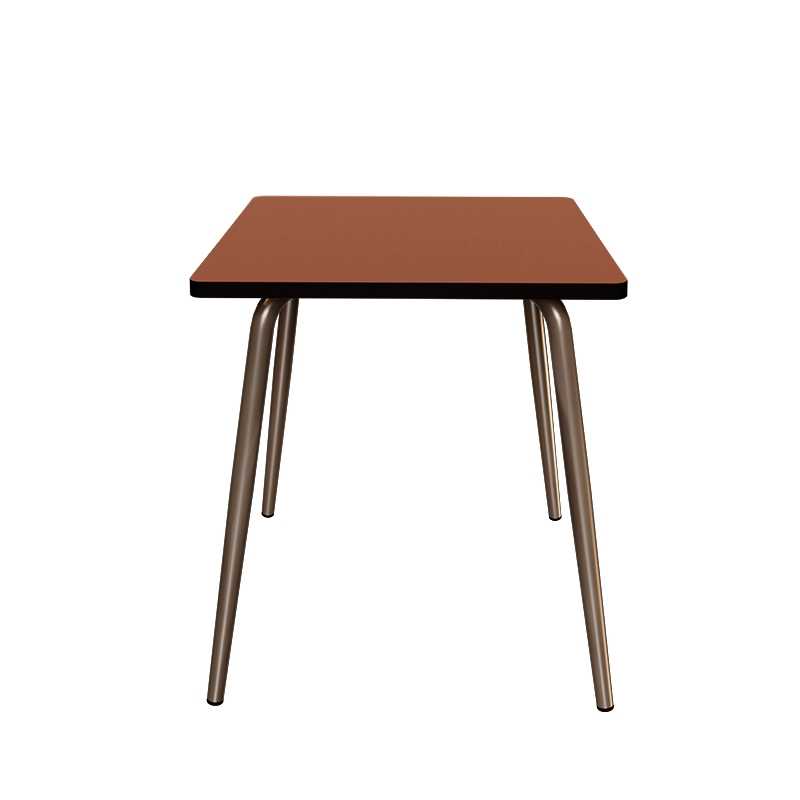 Table Retro Véra Carrée 70x70 – Stratifié uni Paprika - Pieds Bruts