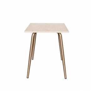 Table en Plastique Recyclé Beige - Pieds Dorés - 65x60
