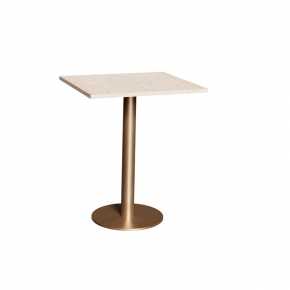 Table en Plastique Recyclé Beige - Pied Central Doré - 65x60