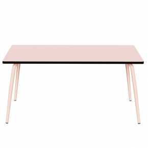 Table Retro Véra Rectangulaire 160x80 – Stratifié Uni Rose Poudré - Pieds Rose Poudré