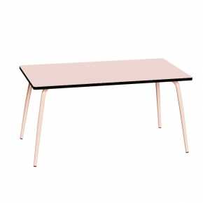 Table Retro Véra Rectangulaire 160x80 – Stratifié Uni Rose Poudré - Pieds Rose Poudré