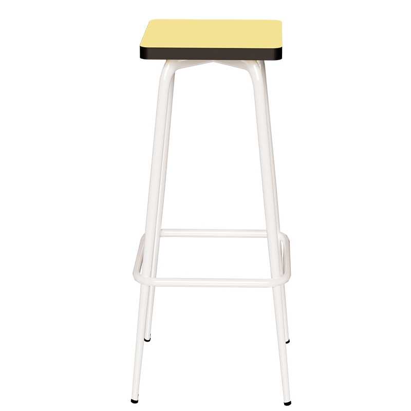 Tabouret de bar Marcel 75 cm – Assise uni Jaune Citron - Pieds Blancs