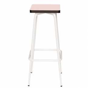 Tabouret de bar Marcel 75 cm – Assise uni Rose Poudré - Pieds Blancs