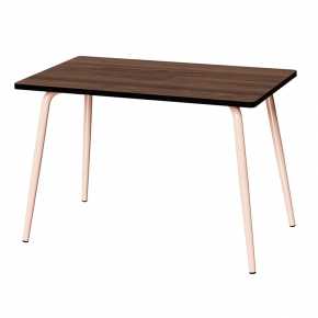 Table Retro Véra 120x70 – imprimé Bois Foncé - Pieds Rose Poudré