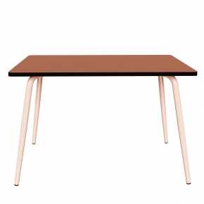 Table Retro Véra 120x70 – uni Paprika - Pieds Rose Poudré