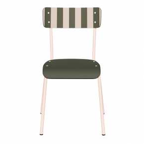 Chaise d’écolier Adulte Suzie Stratifié Dossier imprimé French Riviera & Assise uni Avocado - Pieds Rose Poudré