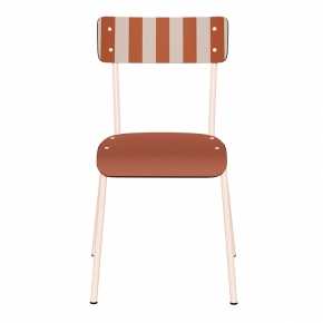 Chaise d’écolier Adulte Suzie Stratifié Dossier imprimé French Riviera & Assise uni Paprika - Pieds Rose Poudré
