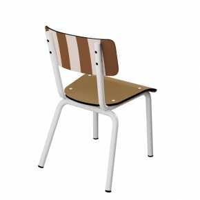 Chaise d’écolier Enfant Little Suzie – Dossier Imrpimé French Riviera French Riviera & Assise Uni Ocre - Pieds Blancs