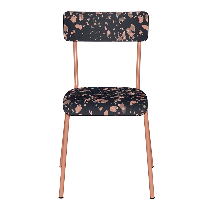 Chaise d’écolier Adulte Suzie Stratifié Dossier & Assise imprimé Météorites - Pieds Terracotta