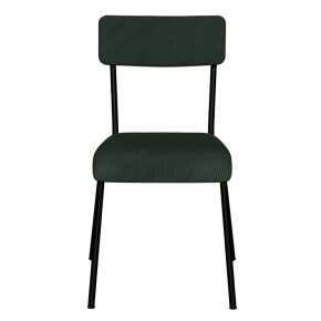 Chaise d’écolier Adulte Suzie – Dossier & Assise Velours Côtelé Vert forêt -  Pieds noirs