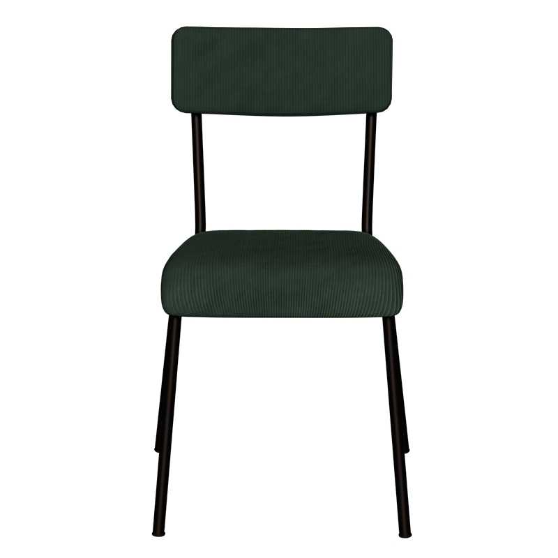 Chaise d’écolier Adulte Suzie – Dossier & Assise Velours Côtelé Vert forêt - Pieds noirs
