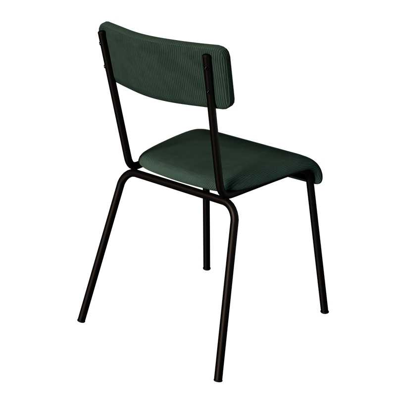 Chaise d’écolier Adulte Suzie – Dossier & Assise Velours Côtelé Vert forêt - Pieds noirs